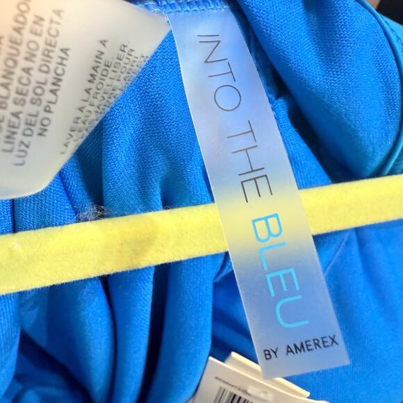 Into the Bleu by Amerex Blue Floral One Piece Swimsuit Dress Sz 10 NWT - Picture 9 of 11